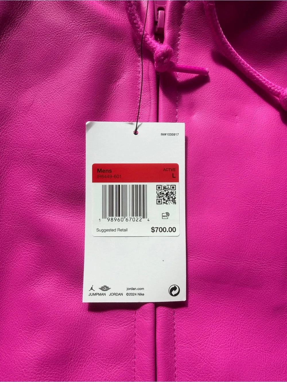 Jordan Pink Hooded Bomber Jacket with Red Sleeve Panels